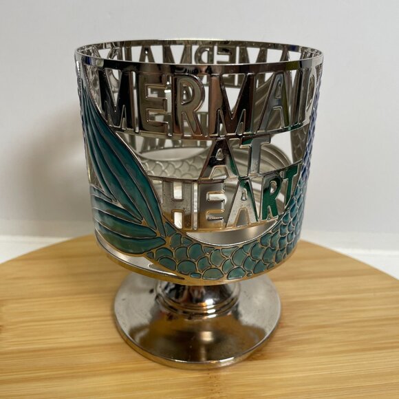 Bath & Body Works Mermaid At Heart Silver Metal 3 Wick Candle Holder Pedestal - Picture 4 of 7